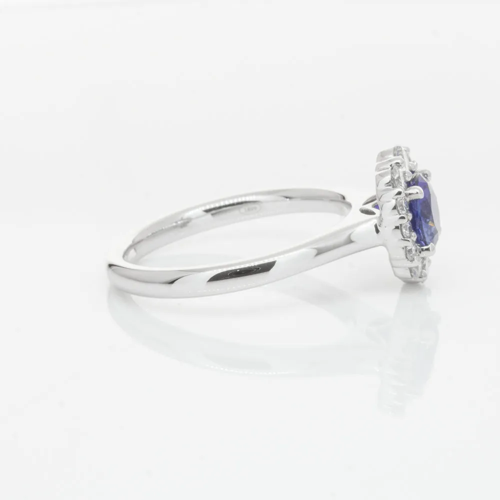 18ct White Gold .89ct Sapphire & Diamond Ring