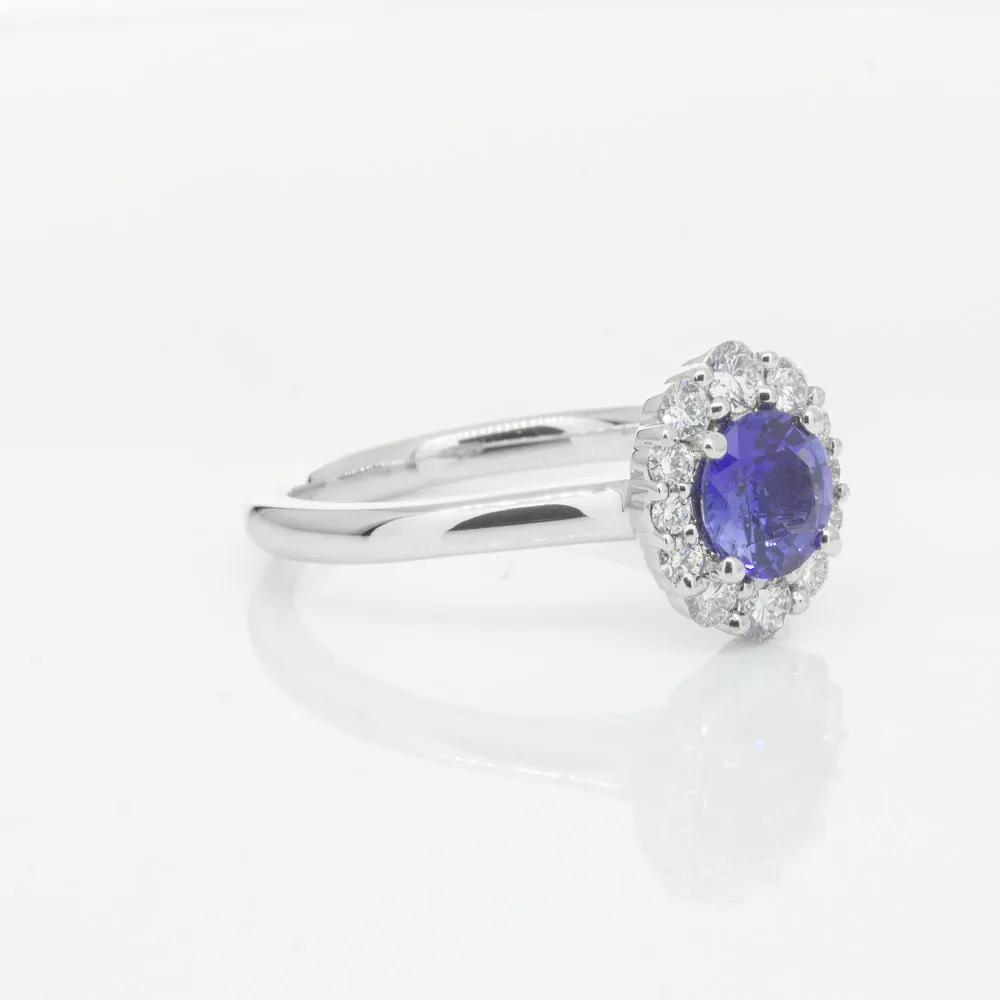 18ct White Gold .89ct Sapphire & Diamond Ring