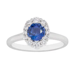 18ct White Gold .89ct Sapphire & Diamond Ring