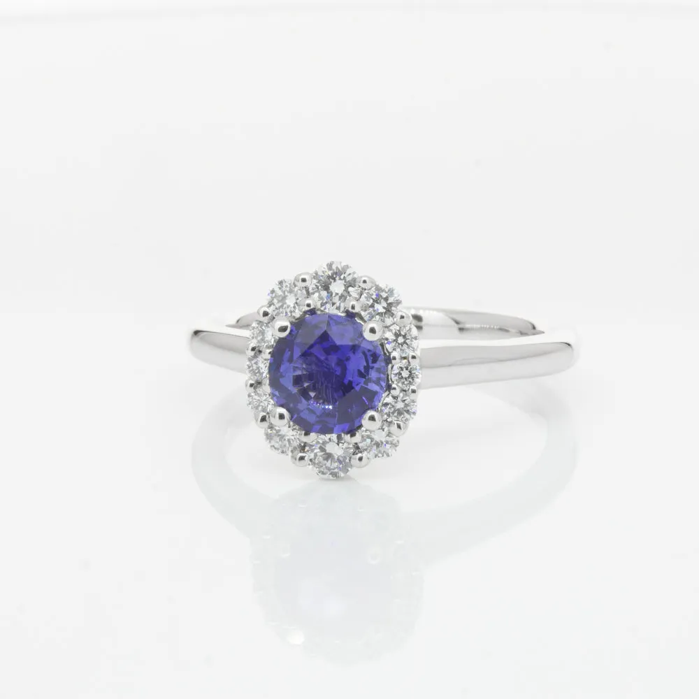 18ct White Gold .89ct Sapphire & Diamond Ring