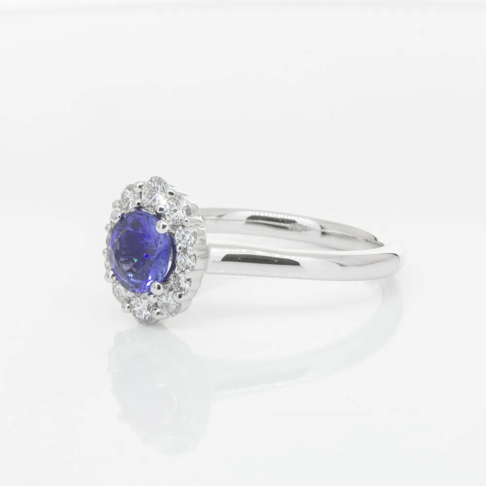 18ct White Gold .89ct Sapphire & Diamond Ring