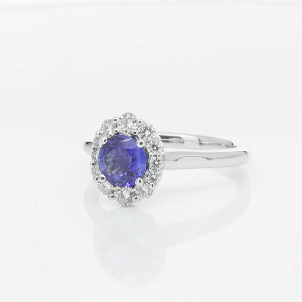 18ct White Gold .89ct Sapphire & Diamond Ring