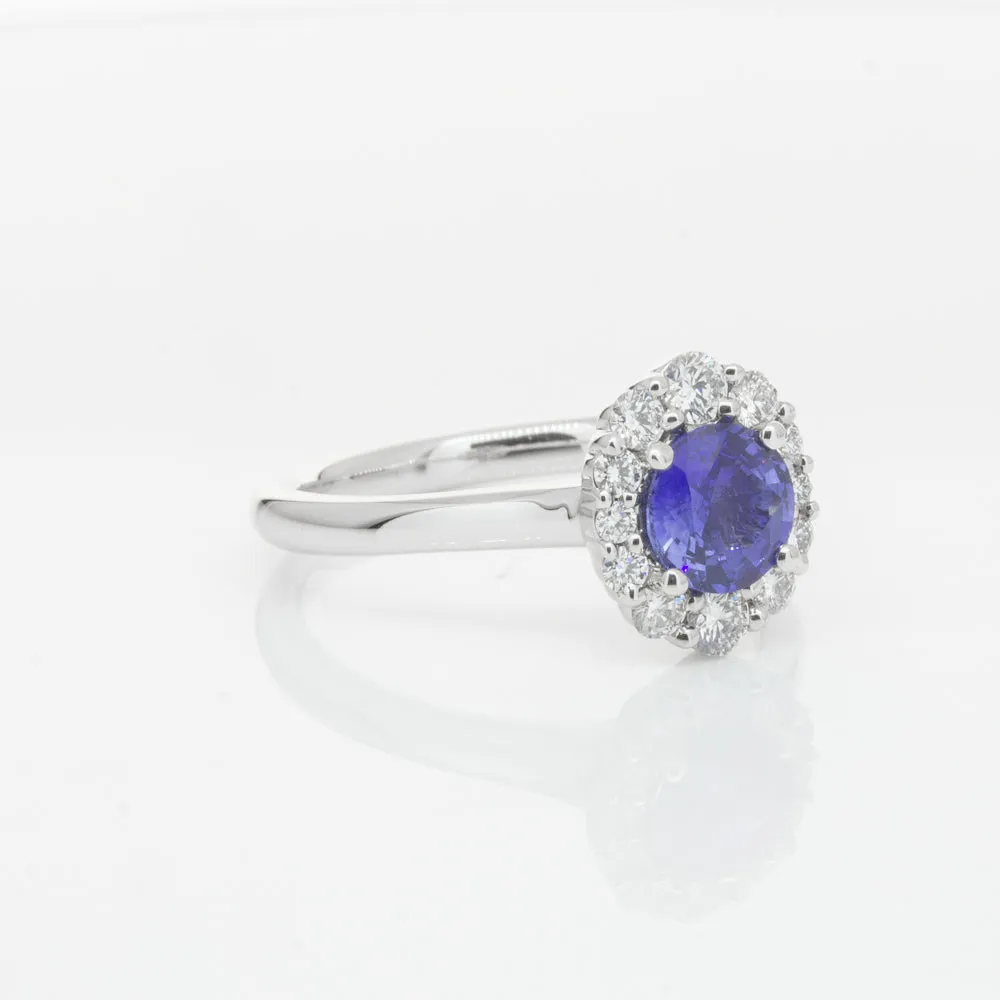 18ct White Gold .89ct Sapphire & Diamond Ring