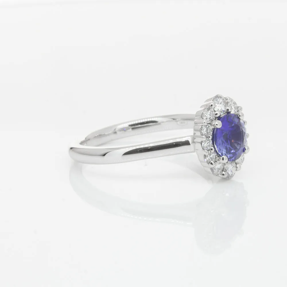 18ct White Gold .89ct Sapphire & Diamond Ring