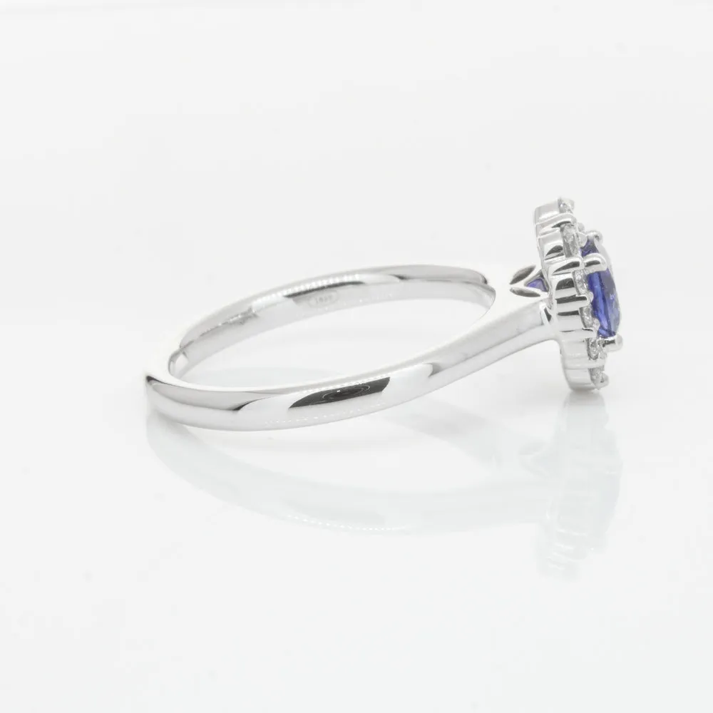 18ct White Gold .89ct Sapphire & Diamond Ring