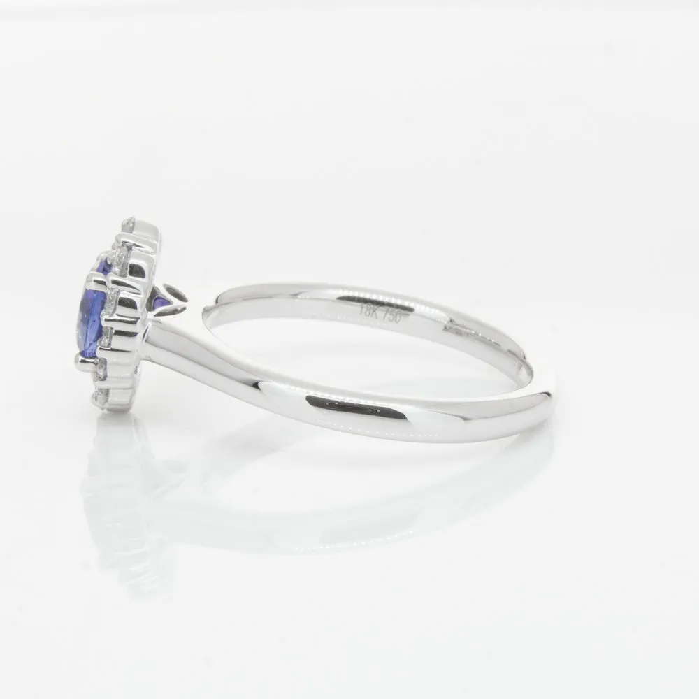 18ct White Gold .89ct Sapphire & Diamond Ring