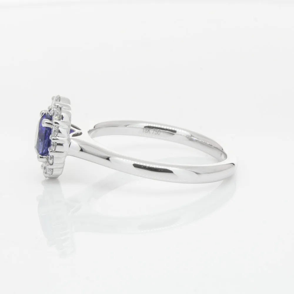 18ct White Gold .89ct Sapphire & Diamond Ring