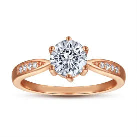 18K Rose Gold Classic Six Prong Engagement Ring