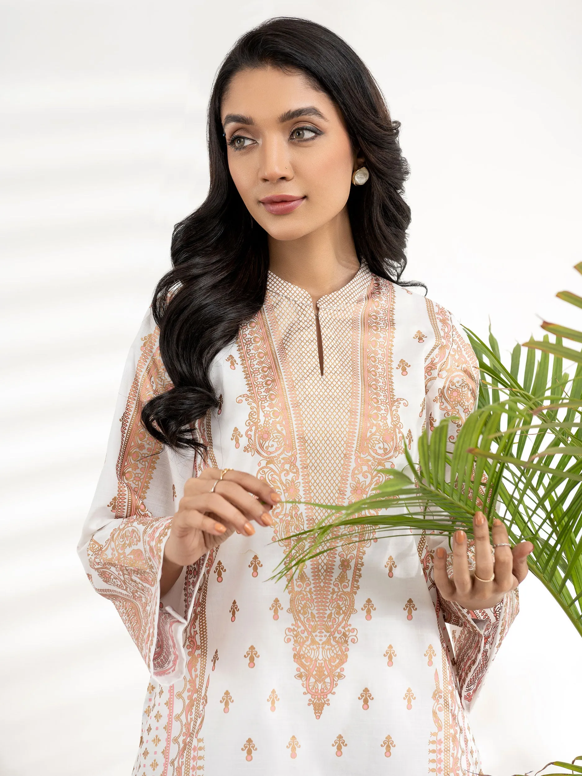 2 Piece Lawn Suit-Gold Pasted Printed (Unstitched)