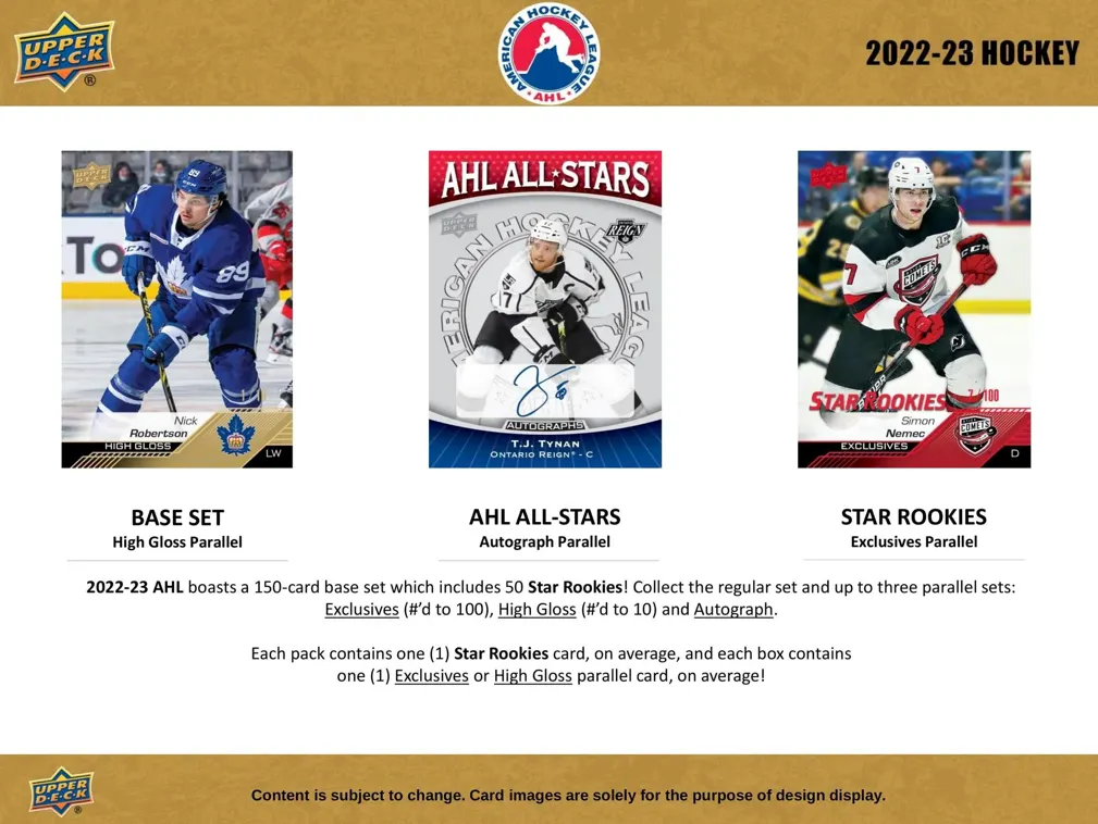 2022/23 Upper Deck AHL Hockey Hobby Box 12 Packs per Box, 10 Cards per Pack