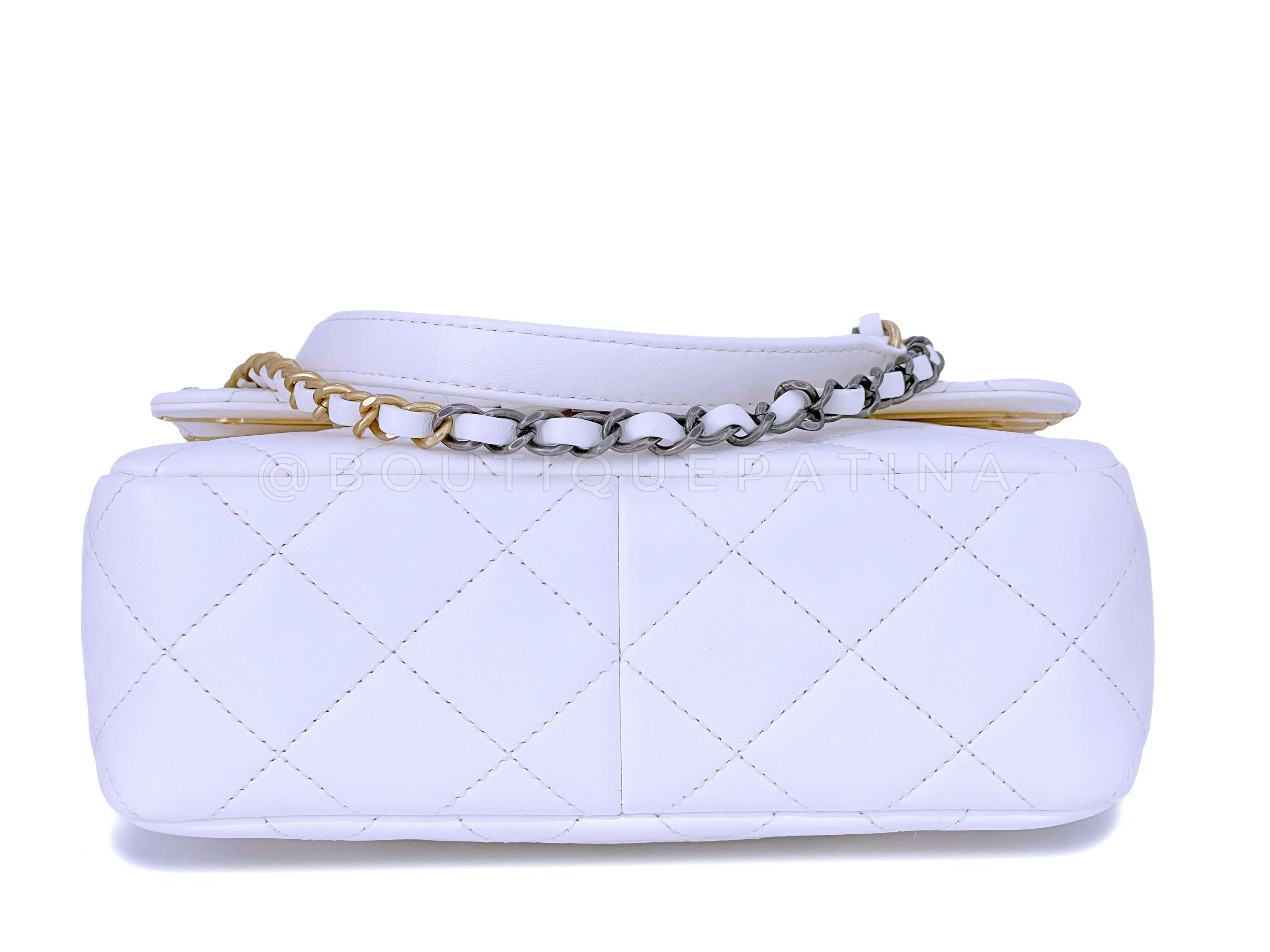 22C Chanel Limited White Charms Small Mini Cruise Flap Bag