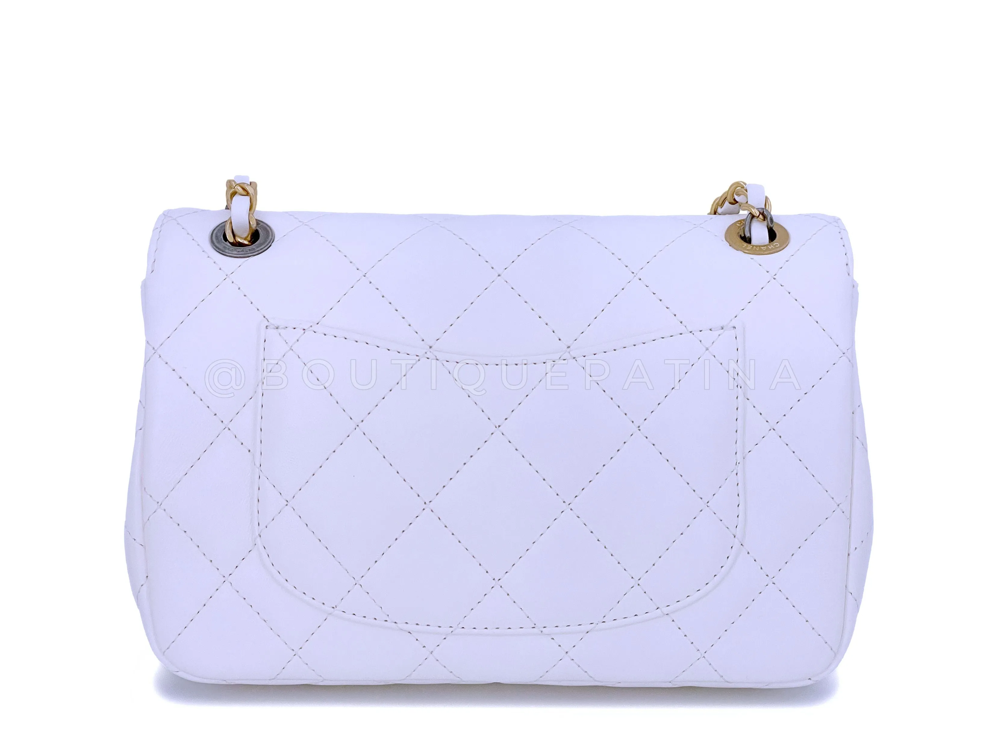 22C Chanel Limited White Charms Small Mini Cruise Flap Bag