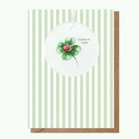 A6 Greeting Card with Ceramic Keepsake - Ladybird Good Luck