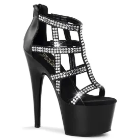 ADORE-798 Black & Silver Ankle Peep Toe Boots