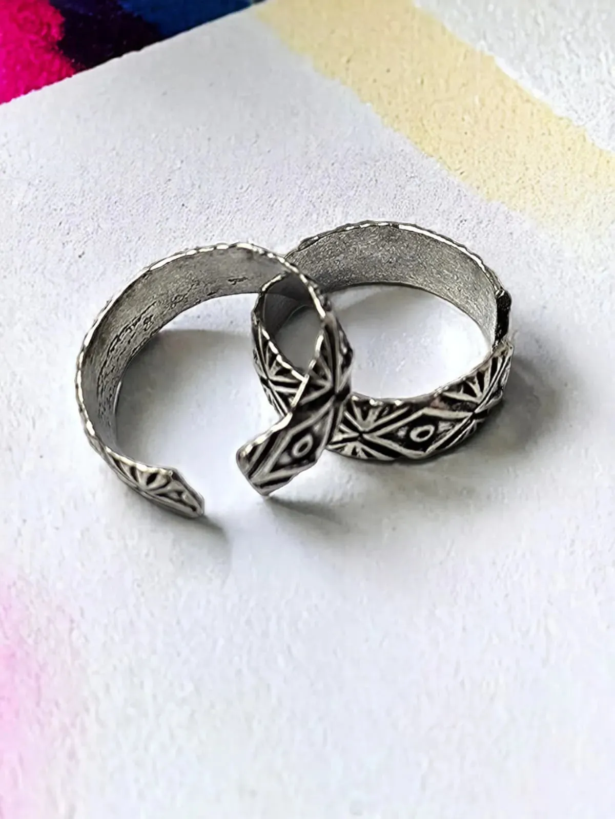 Ahalya Silver Oxidised Toe Rings