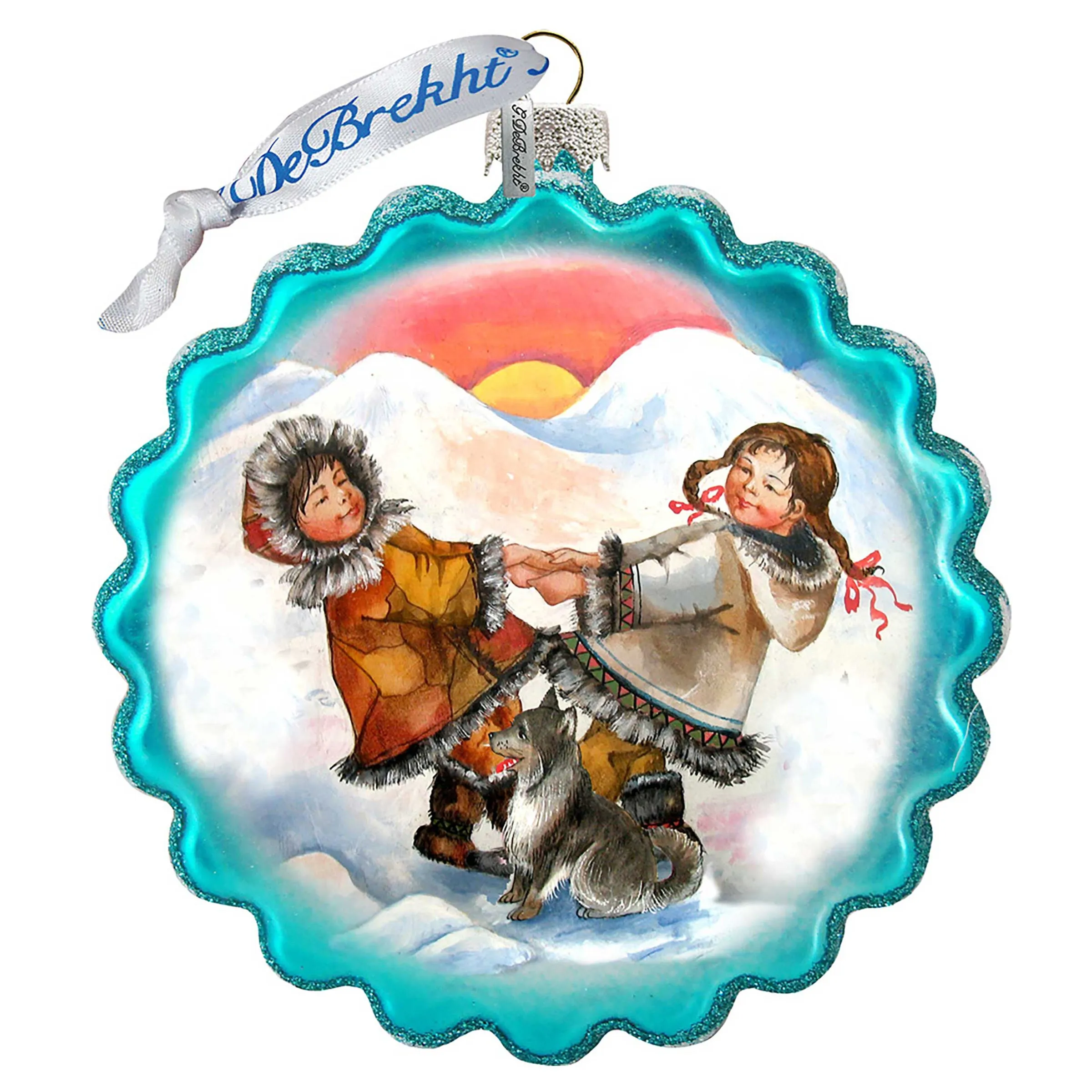 Alaska Kids’ Wreath Glass Ornament by G. DeBrekht - Wildlife Holiday Décor - 759-037