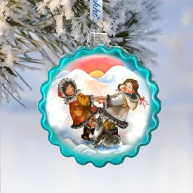 Alaska Kids’ Wreath Glass Ornament by G. DeBrekht - Wildlife Holiday Décor - 759-037