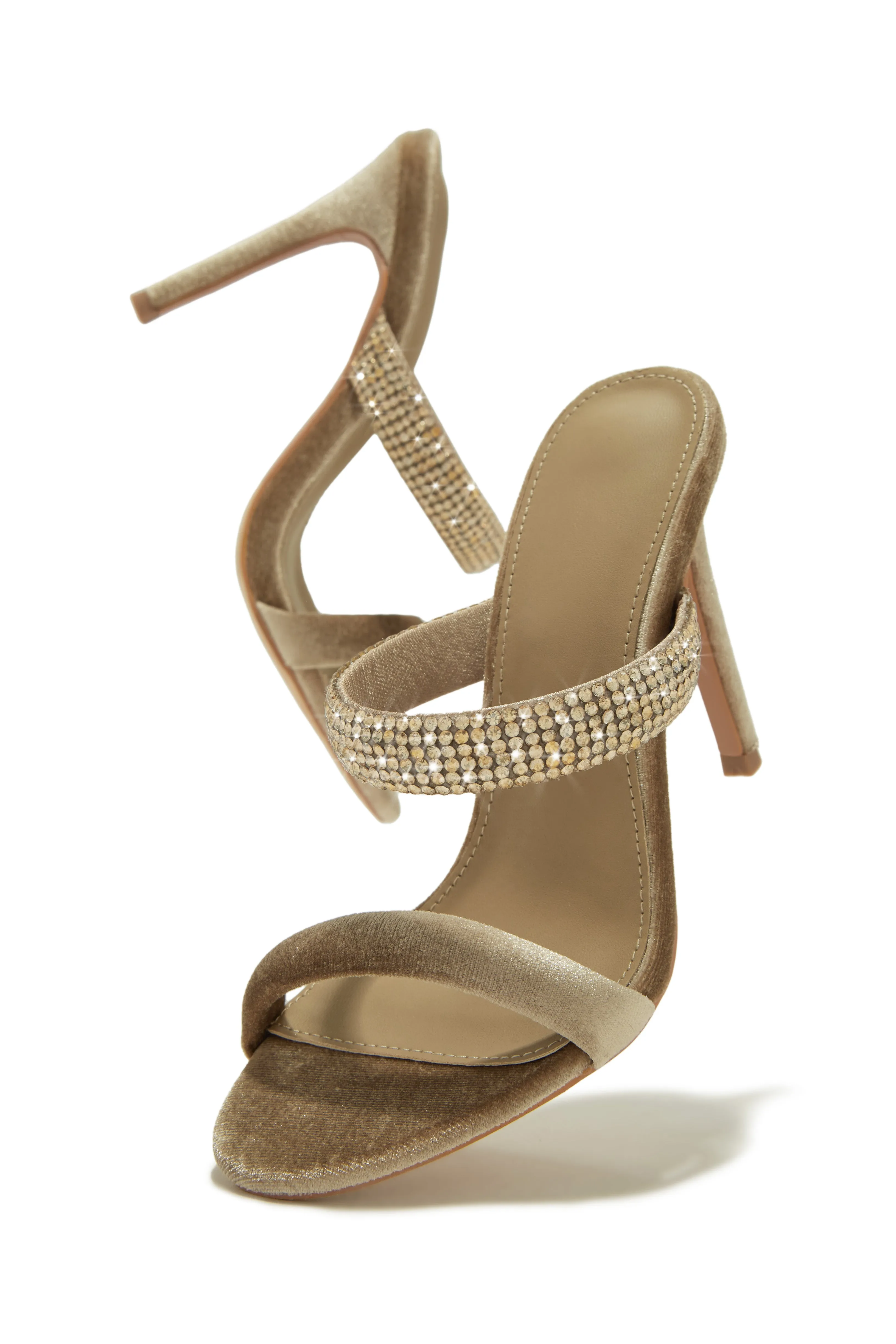 Aline Embellished High Heel Mules - Nude