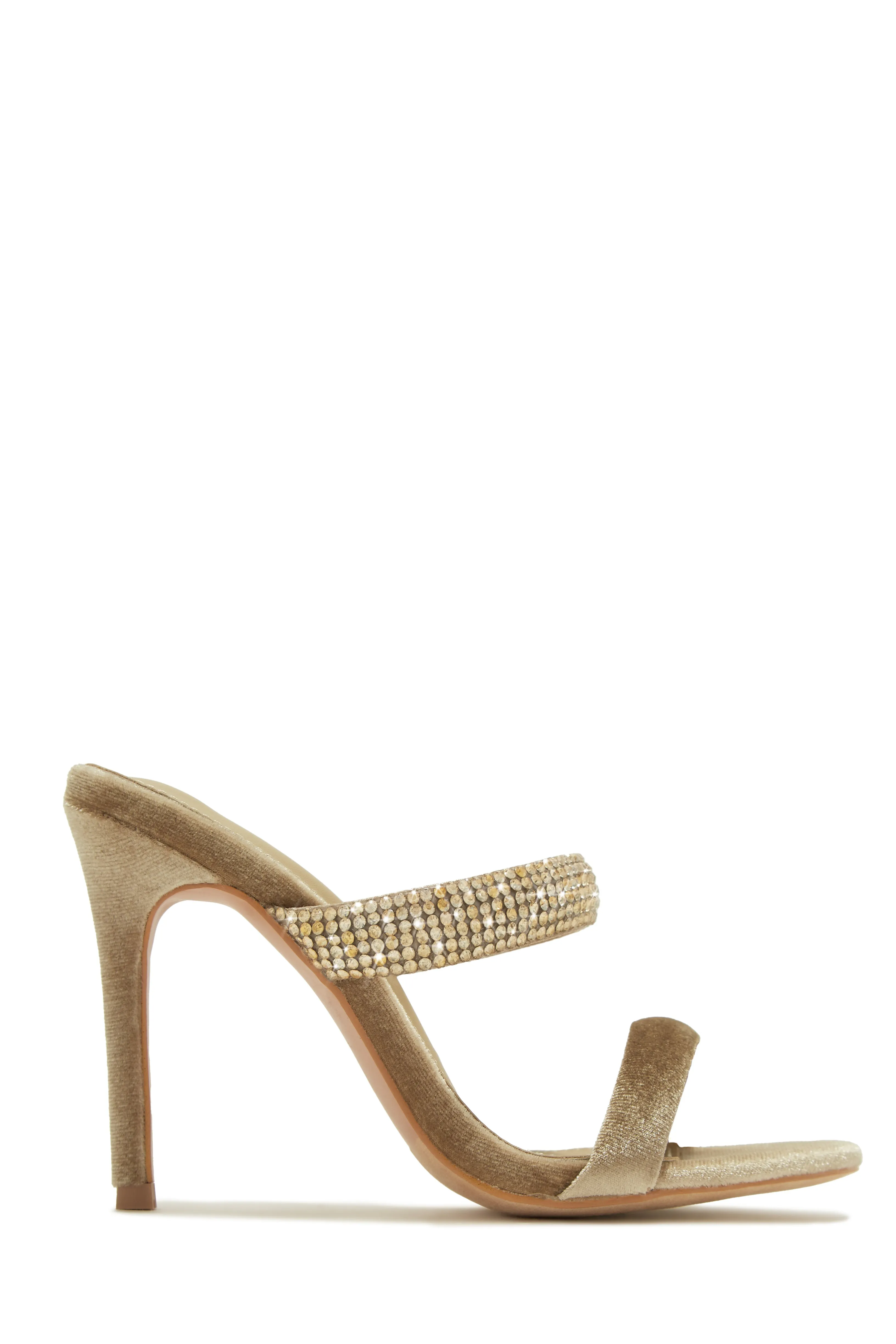 Aline Embellished High Heel Mules - Nude