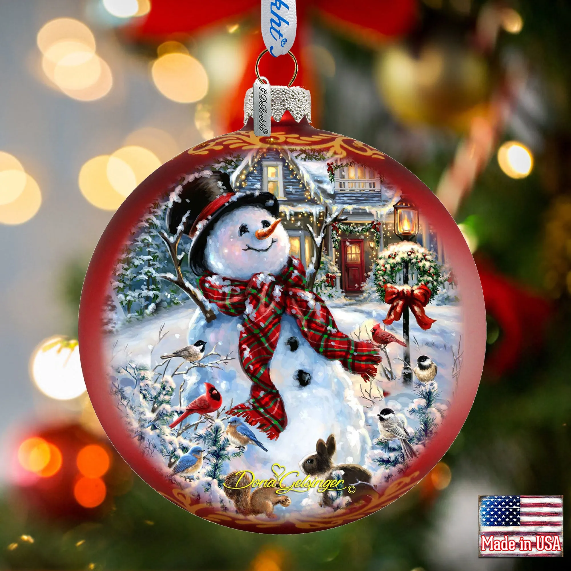 An Old-Fashioned Christmas Glass Ornament Limited Edition by D. Gelsinger - Christmas Santa Snowman Décor - 73893-1563