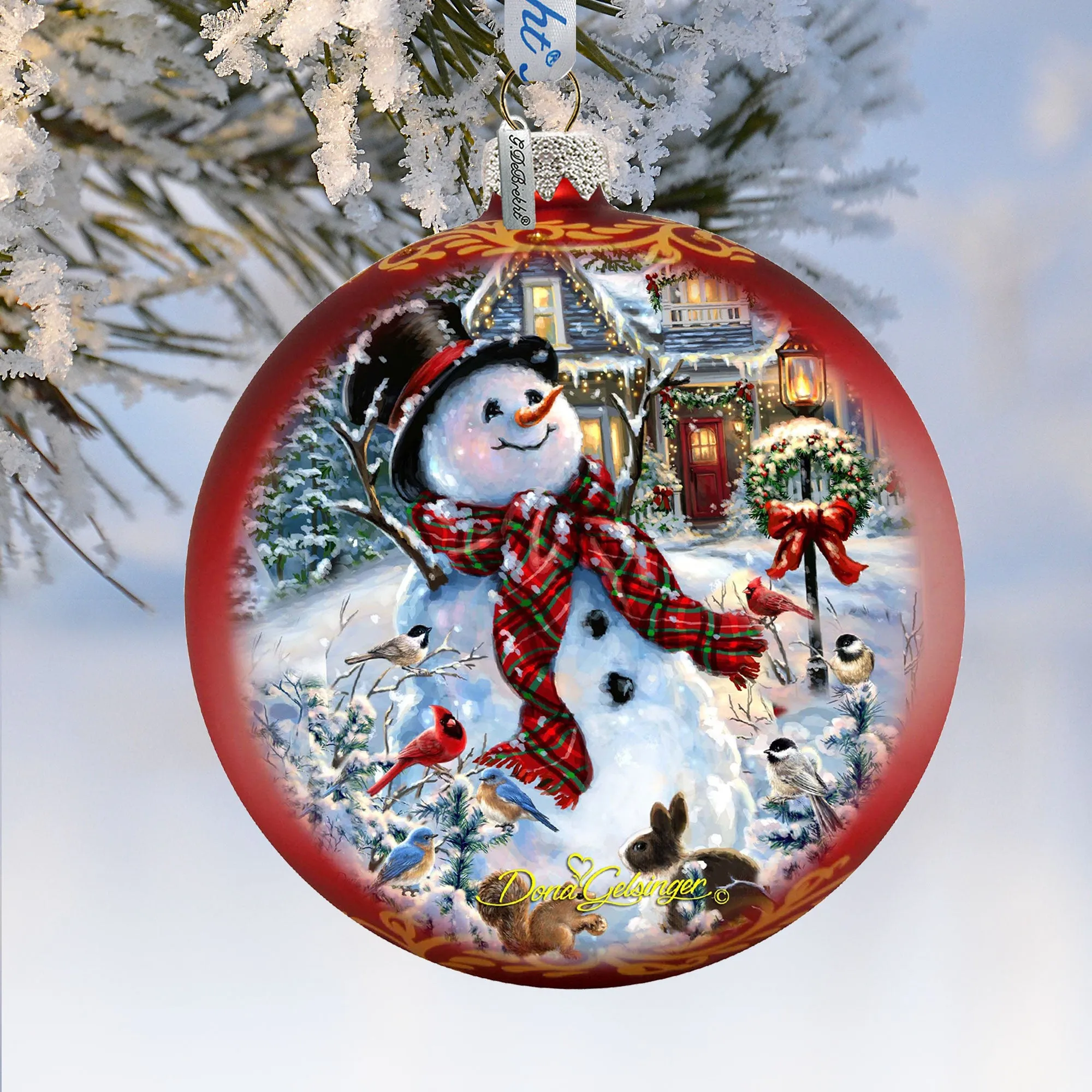 An Old-Fashioned Christmas Glass Ornament Limited Edition by D. Gelsinger - Christmas Santa Snowman Décor - 73893-1563