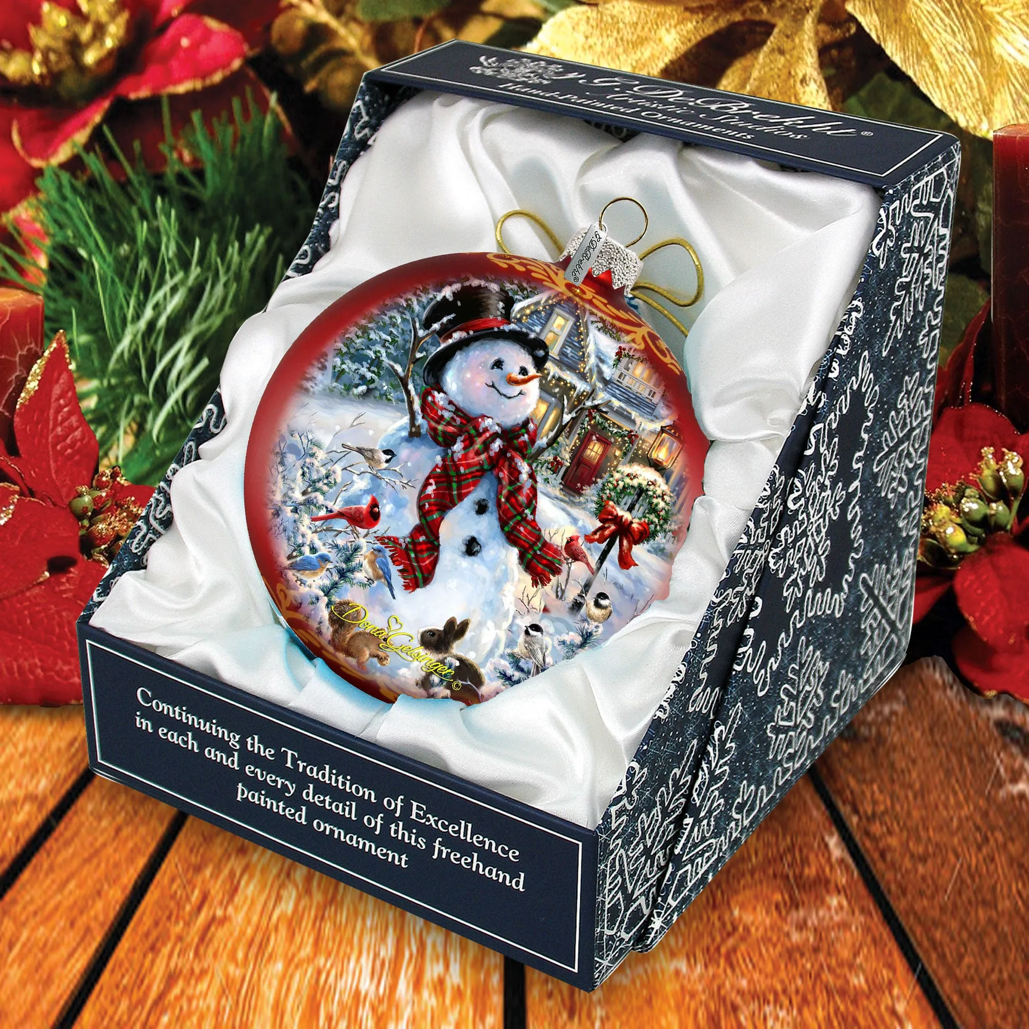 An Old-Fashioned Christmas Glass Ornament Limited Edition by D. Gelsinger - Christmas Santa Snowman Décor - 73893-1563