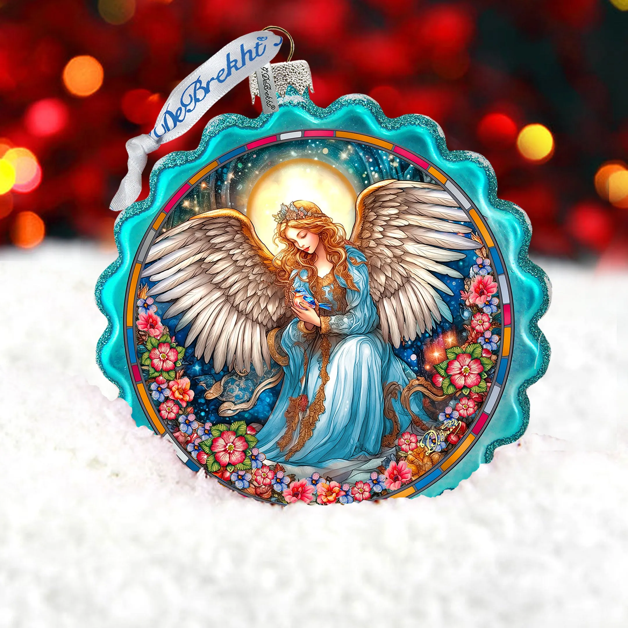 Angel of Healing Wreath Glass Ornament by G. Debrekht - Nativity Holiday Décor - 759-064