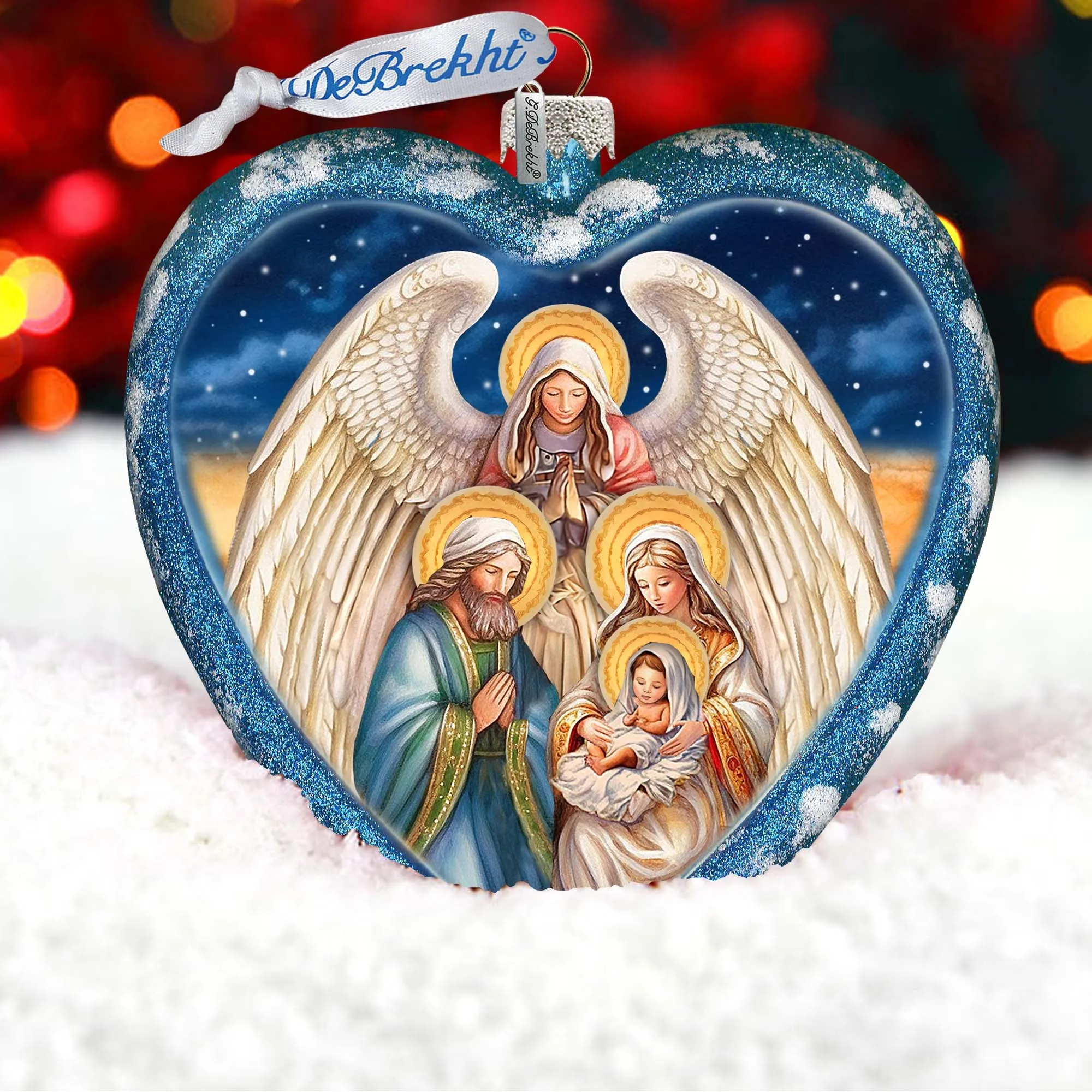 Angel's Divine Presence Nativity Heart Glass Ornament by G. Debrekht - Nativity Holiday Décor - 738-094