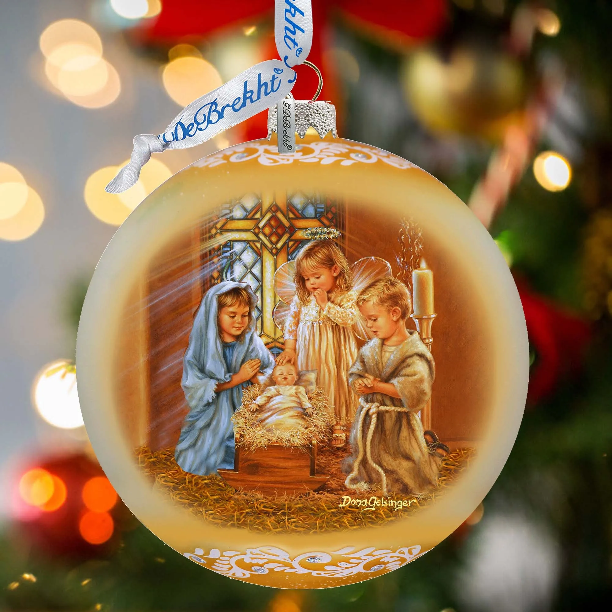 Angels Lullaby Lg Glass Ornament by G.Debrekht - Nativity Holiday Décor - 73940