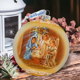 Angels Lullaby Lg Glass Ornament by G.Debrekht - Nativity Holiday Décor - 73940