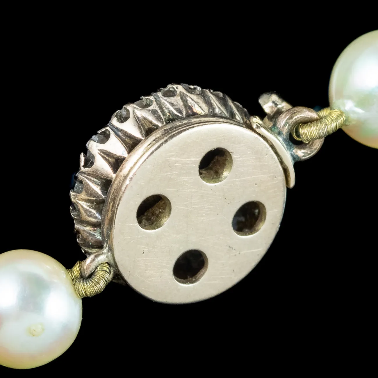 Antique Edwardian Pearl Necklace With Georgian Diamond Clasp