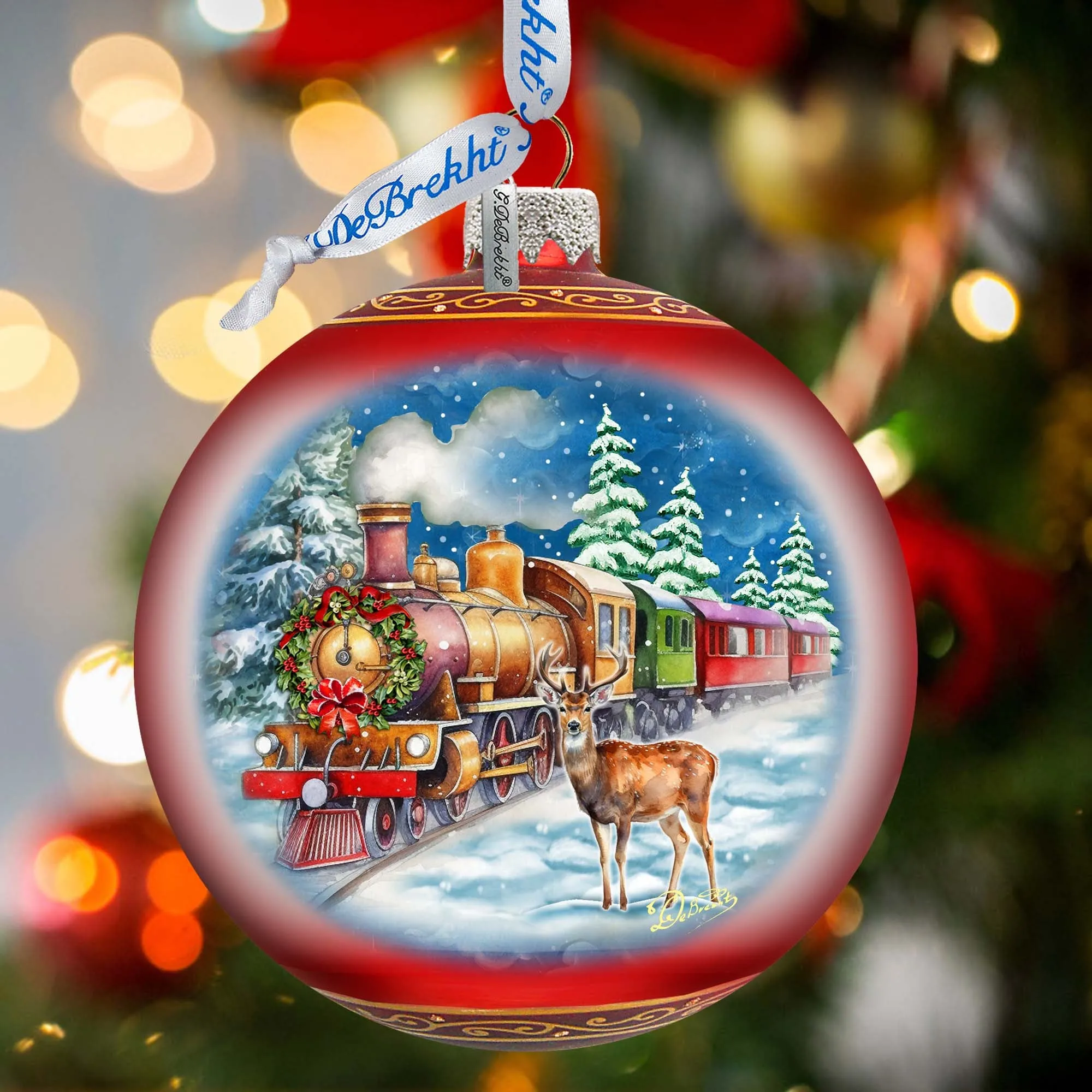 Antler Express Lg Glass Ornament by G.Debrekht - Christmas Holiday Décor - 73946