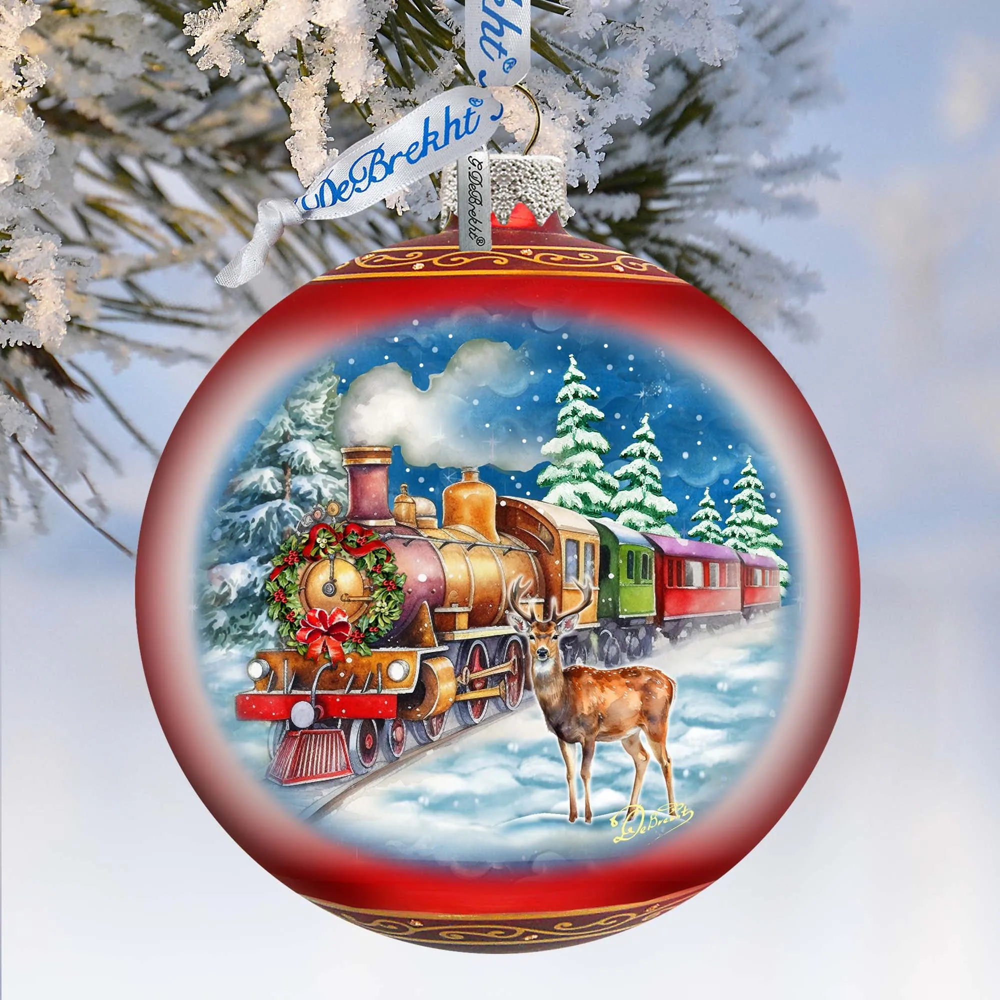 Antler Express Lg Glass Ornament by G.Debrekht - Christmas Holiday Décor - 73946