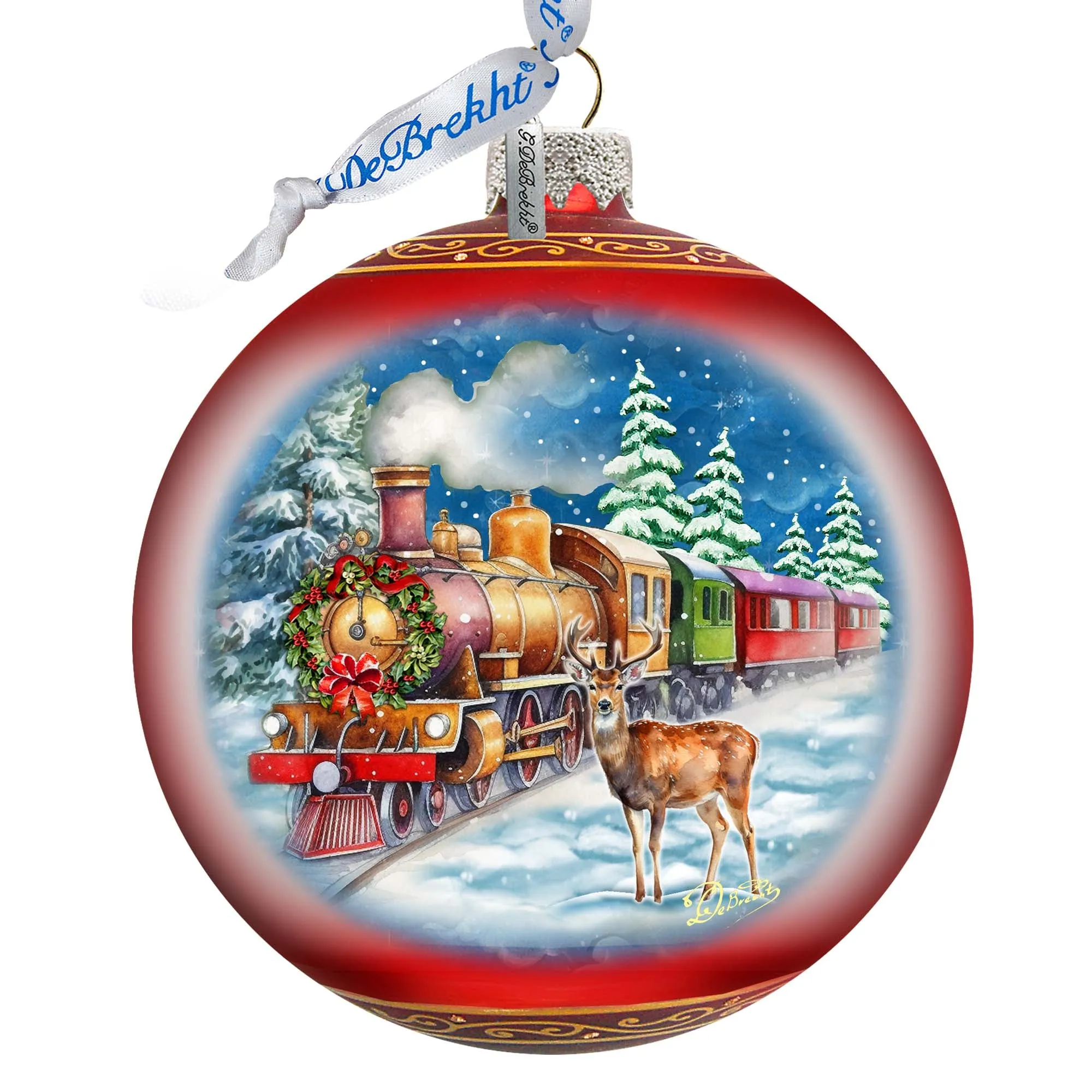 Antler Express Lg Glass Ornament by G.Debrekht - Christmas Holiday Décor - 73946