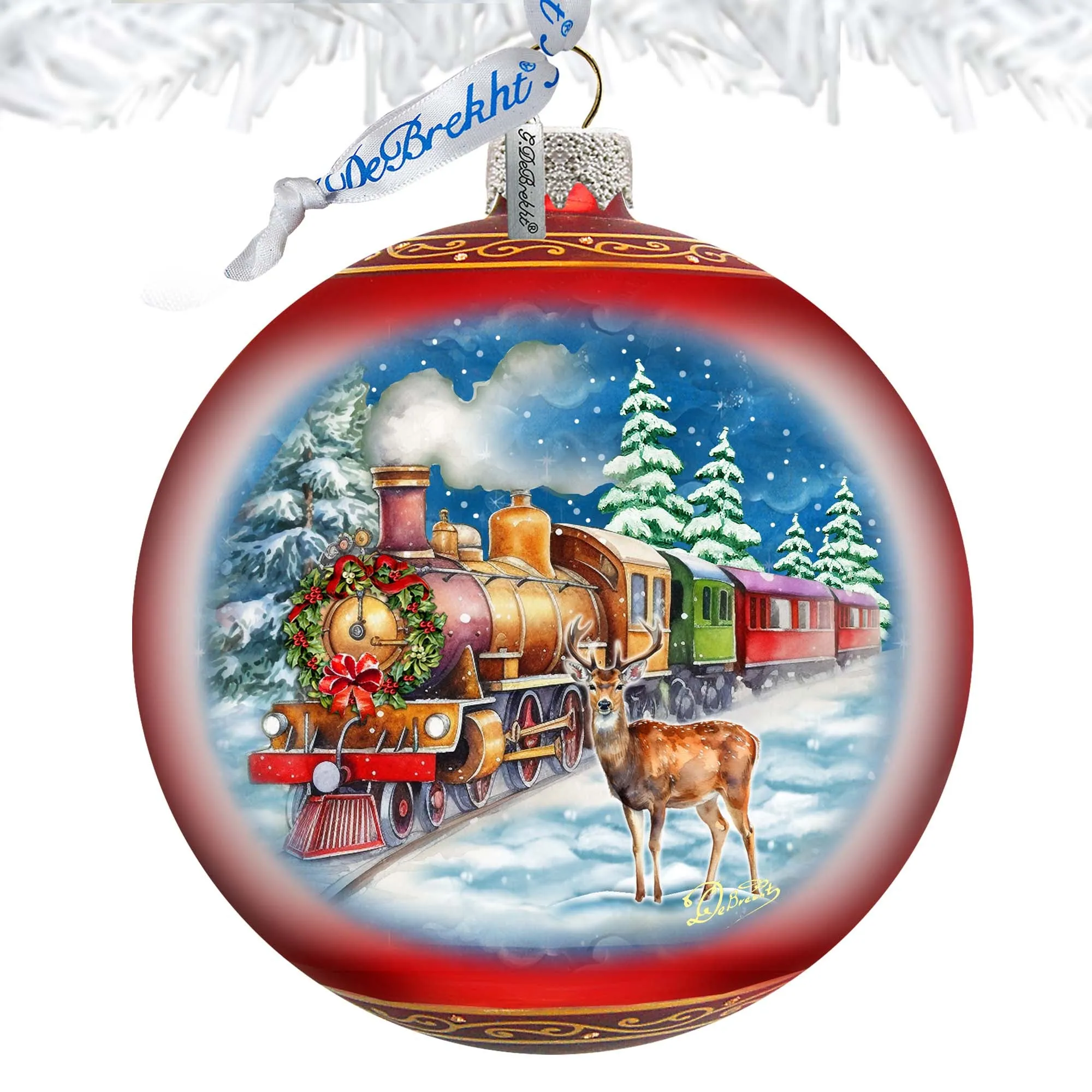 Antler Express Lg Glass Ornament by G.Debrekht - Christmas Holiday Décor - 73946