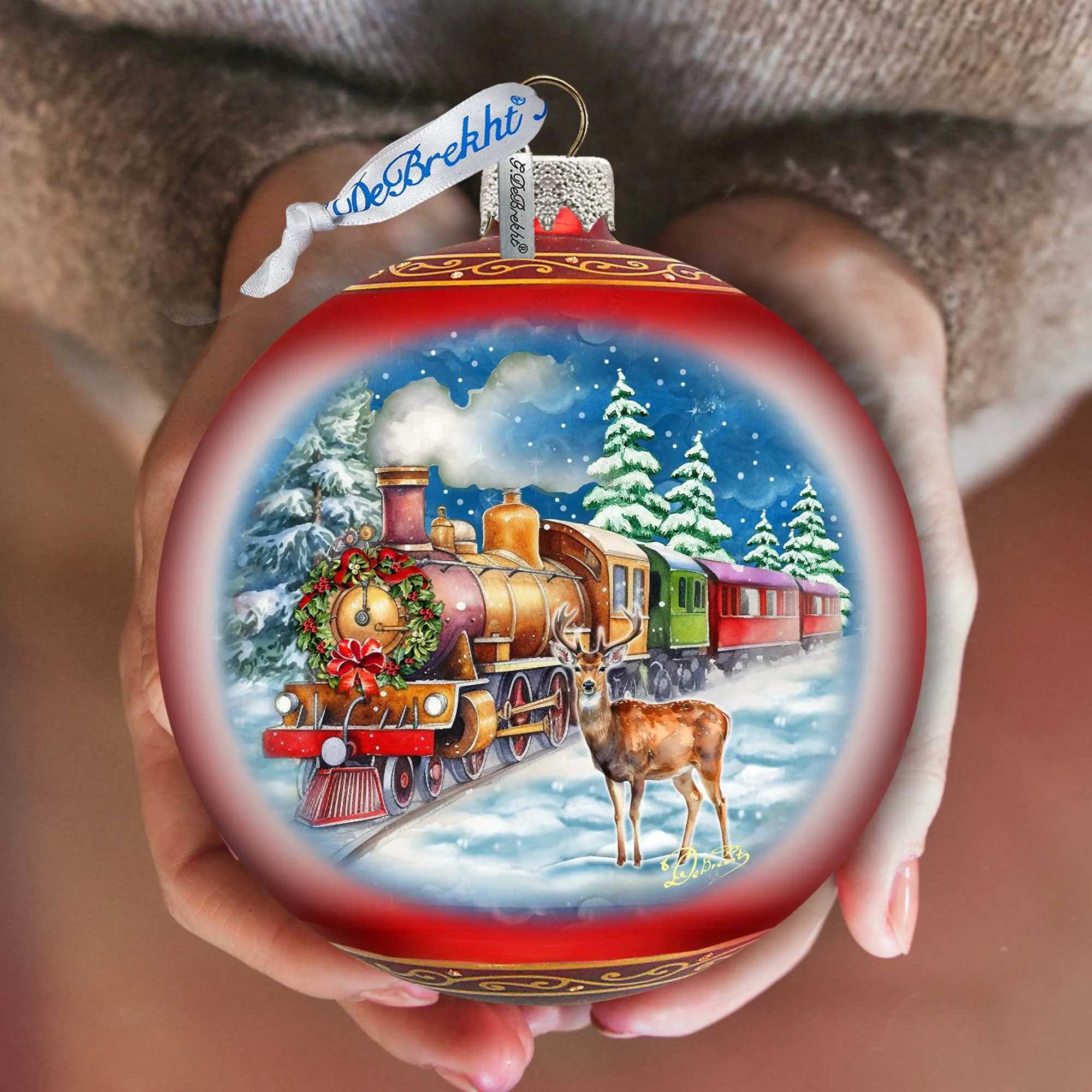 Antler Express Lg Glass Ornament by G.Debrekht - Christmas Holiday Décor - 73946