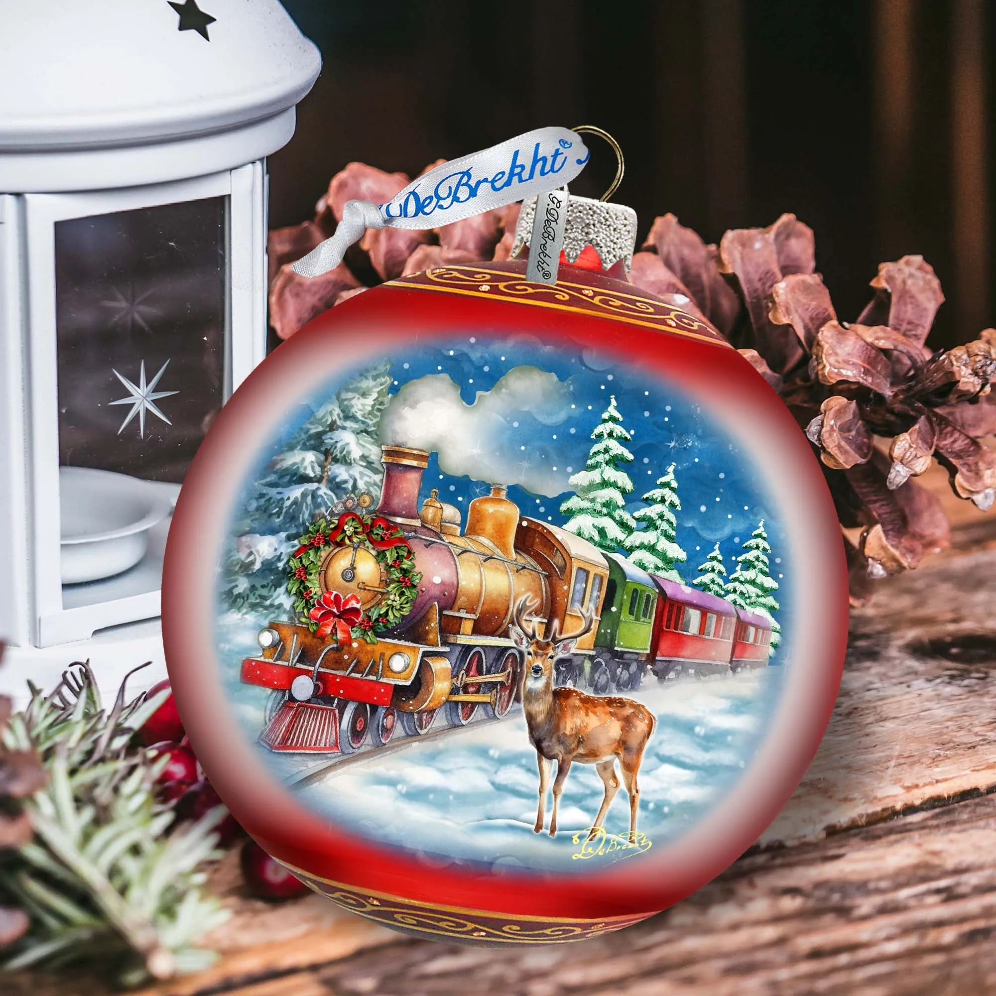 Antler Express Lg Glass Ornament by G.Debrekht - Christmas Holiday Décor - 73946