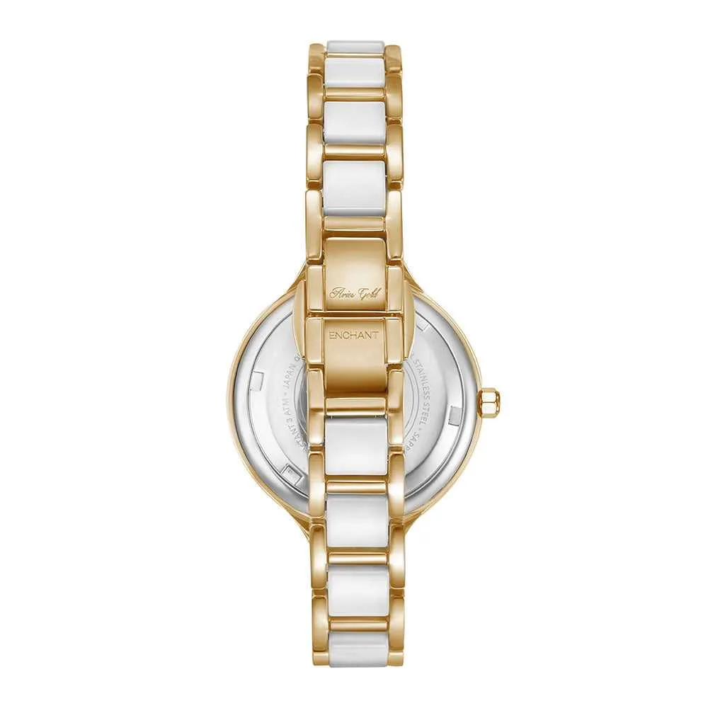 ARIES GOLD ENCHANT GOLD STAINLESS STEEL  L 5036Z G-W WHITE CERAMIC WOMEN'S WATCH