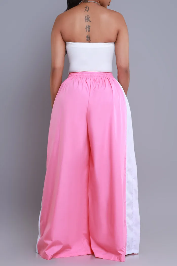 Around The World Wide Leg Pants - Pink/White