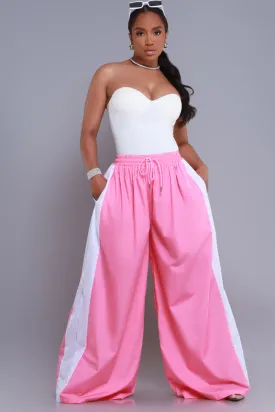 Around The World Wide Leg Pants - Pink/White