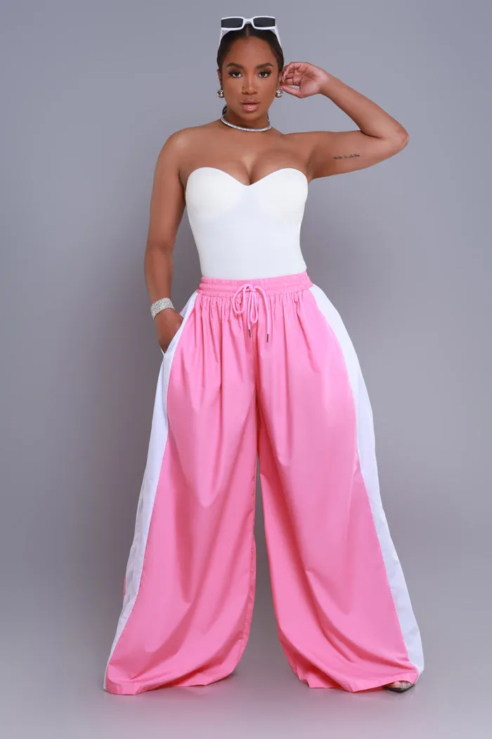 Around The World Wide Leg Pants - Pink/White