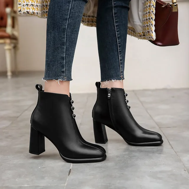 Autumn winter Leather Female boots shoes