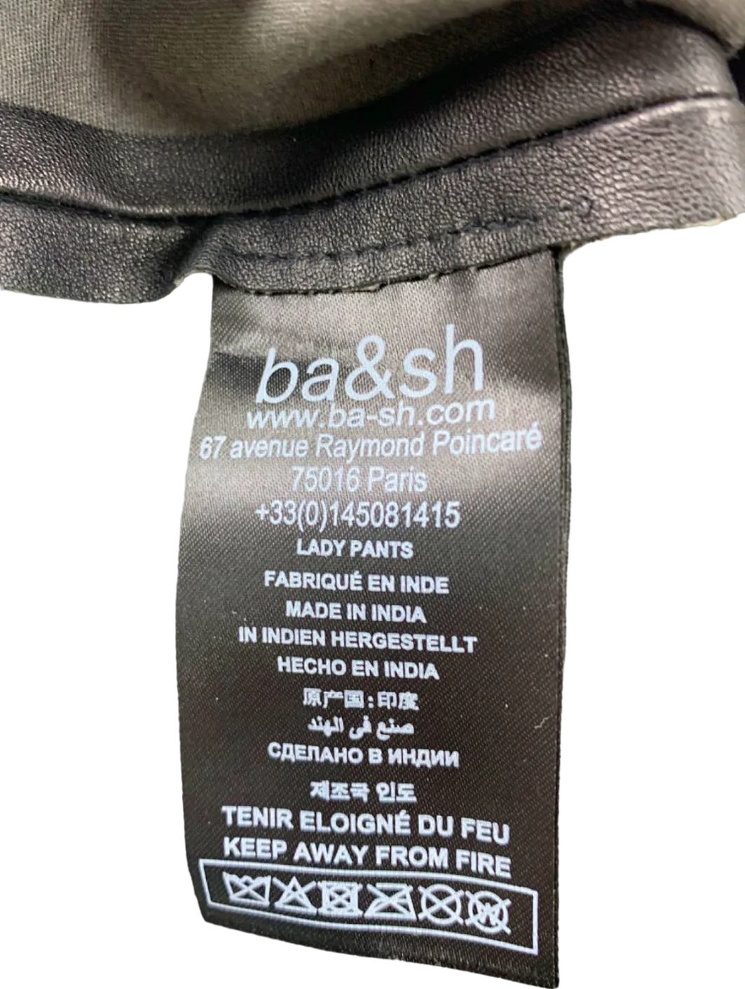 Ba&sh Black Leather-Effect Trousers UK 8