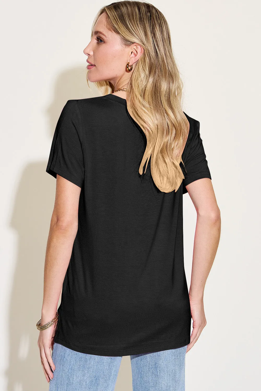 Basic Bae Bamboo  V-Neck High-Low T-Shirt - 5 colors