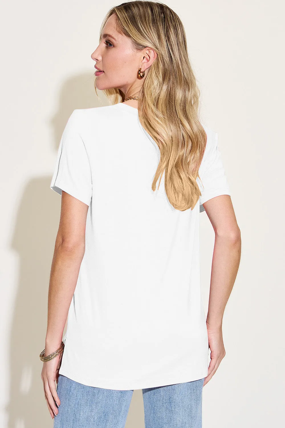 Basic Bae Bamboo  V-Neck High-Low T-Shirt - 5 colors