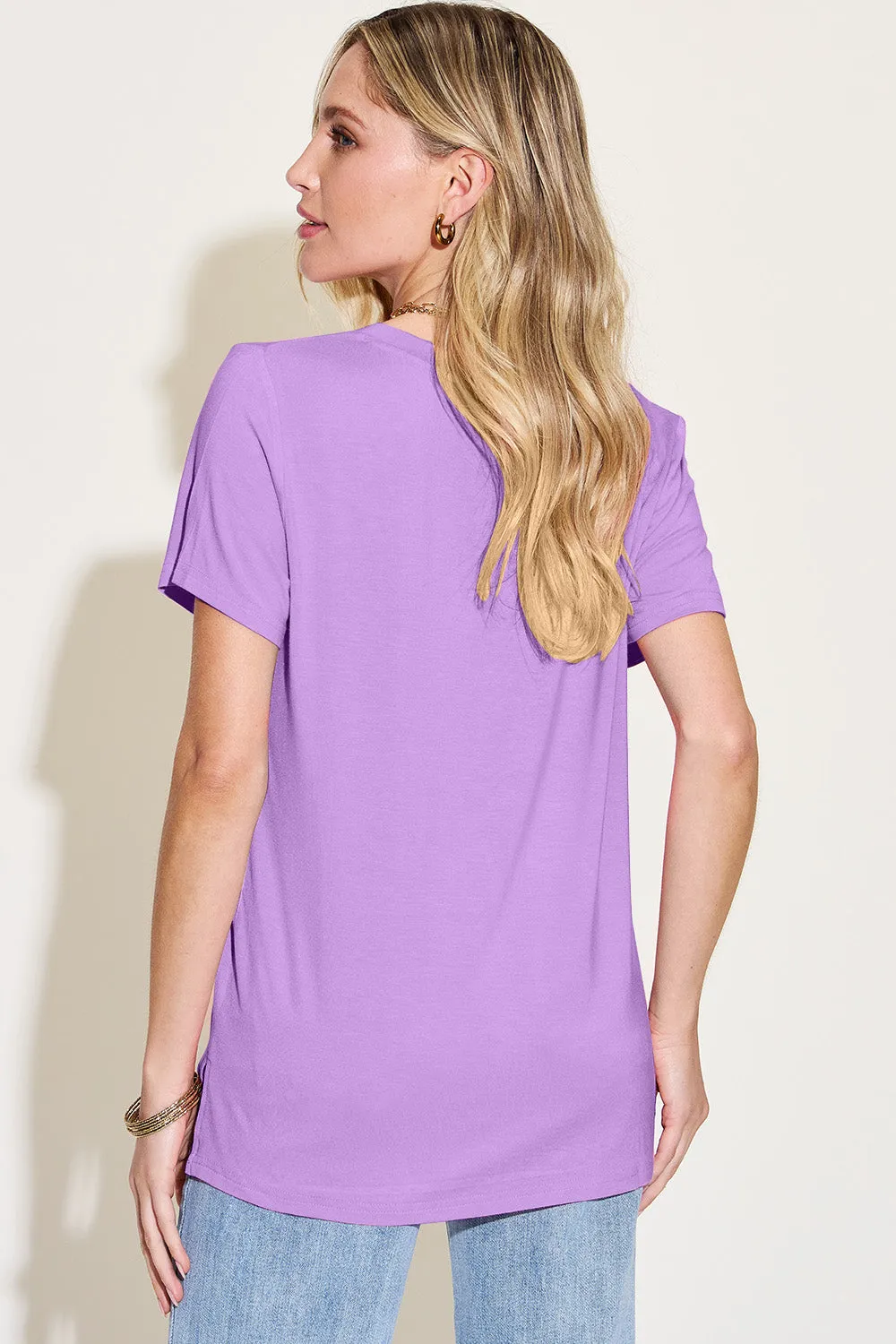 Basic Bae Bamboo  V-Neck High-Low T-Shirt - 5 colors