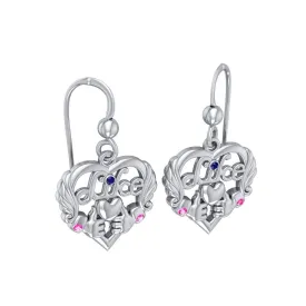 Be like yourself ~ Sterling Silver Like Icon Heart Earrings with Gemstones TER1709