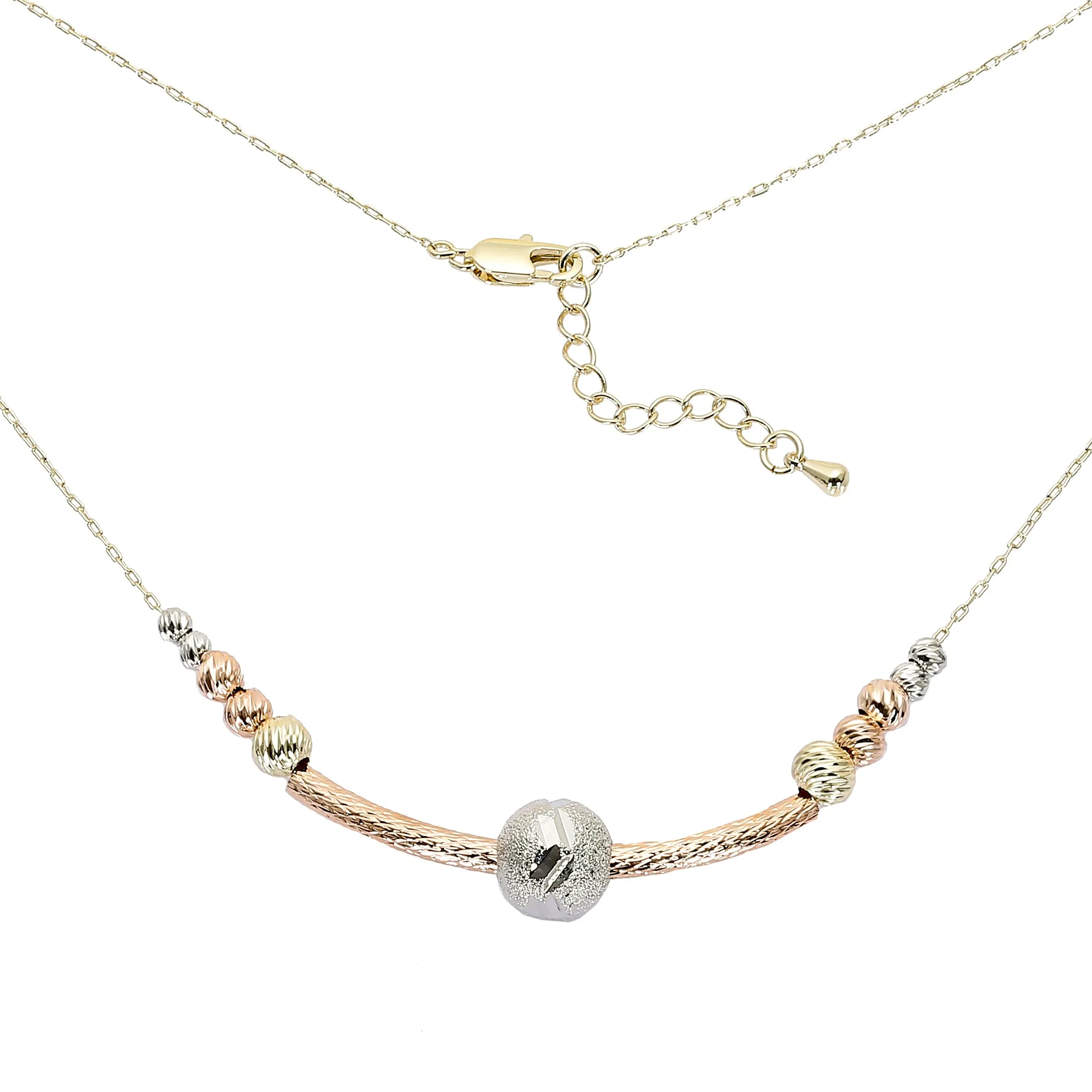 Beads 14K Gold three tone necklace