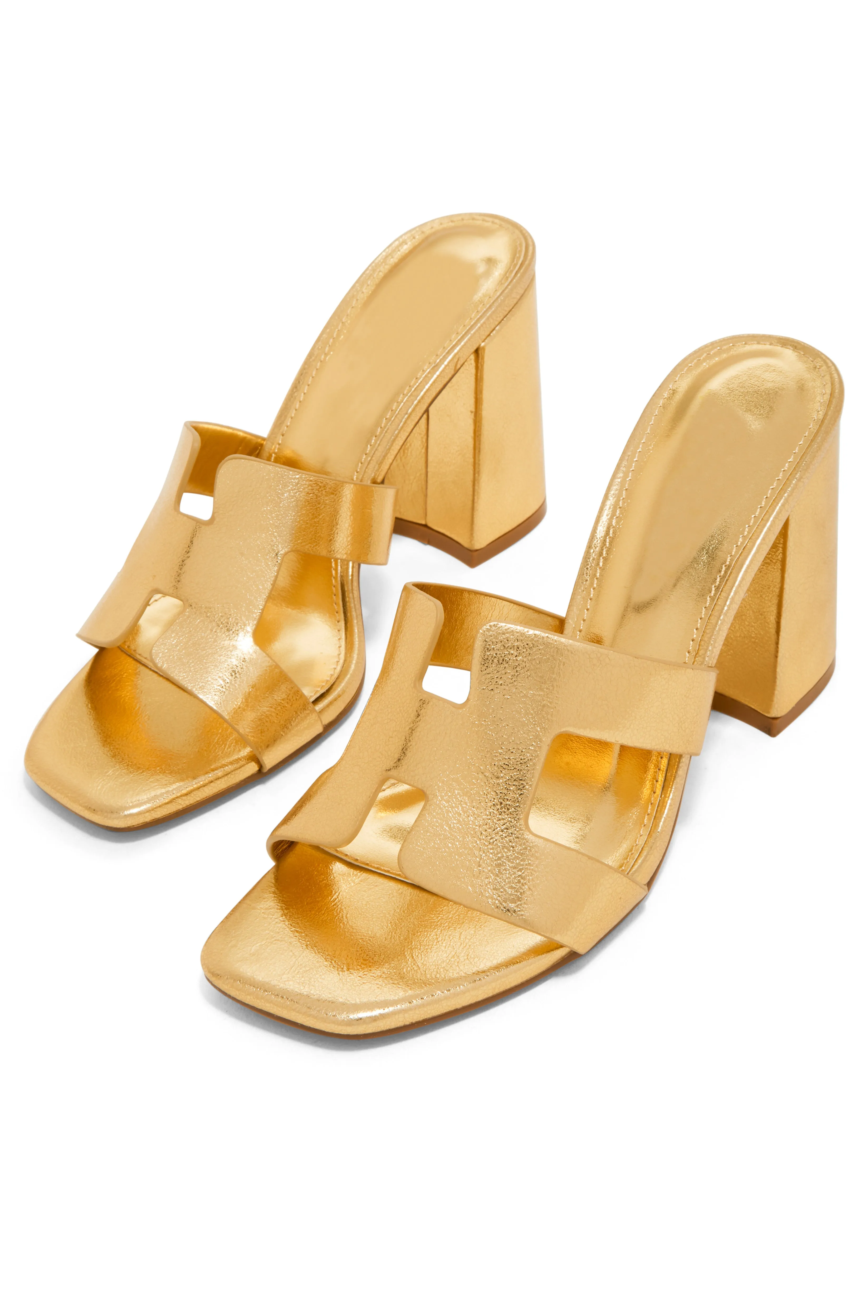 Bianka Block Mid Heels - Gold