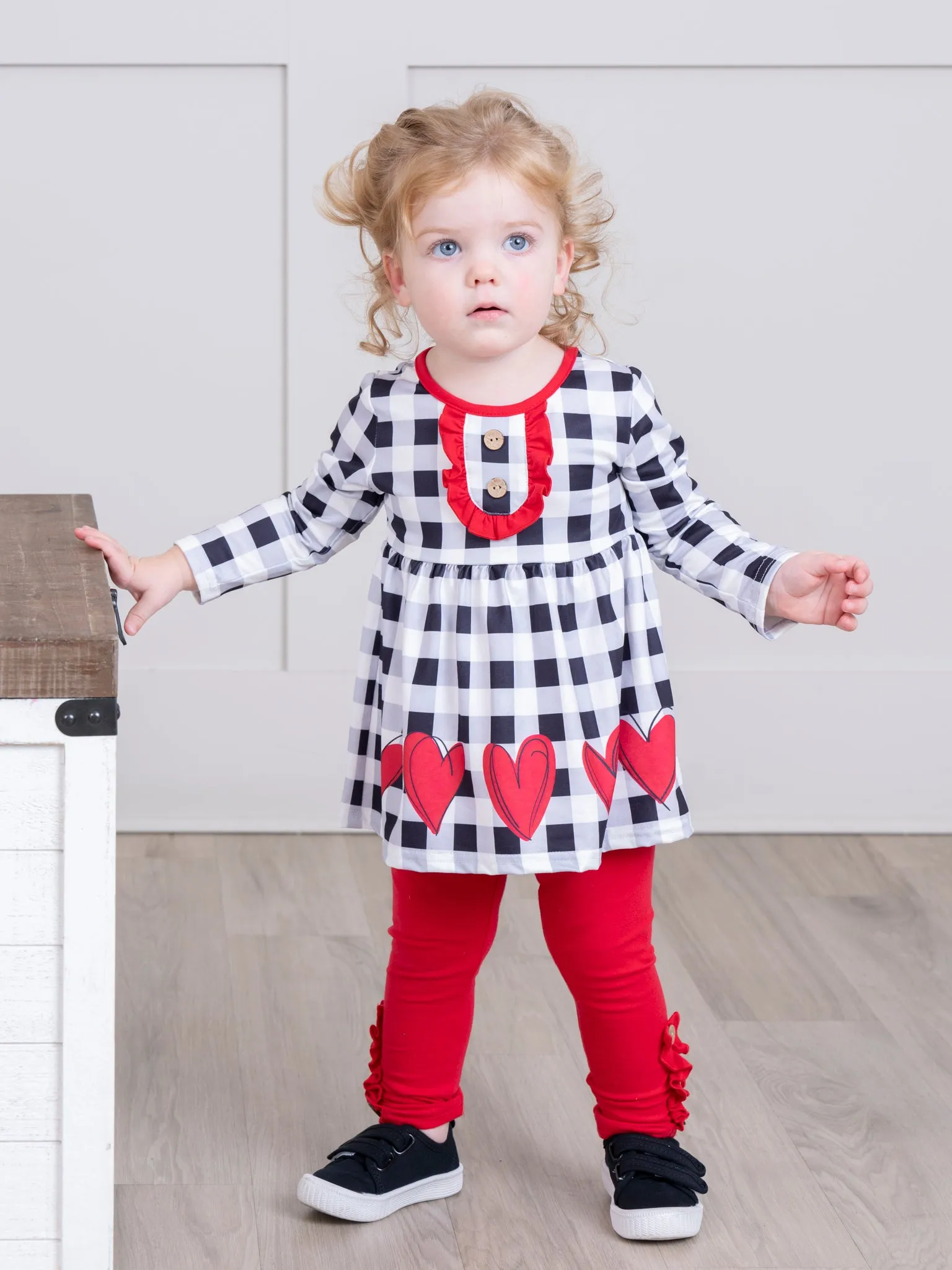 Black & White Gingham Hearts Outfit